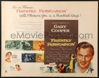 3p797 FRIENDLY PERSUASION style A 1/2sh 1956 art of Anthony Perkins & Gary Cooper!