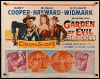 3p798 GARDEN OF EVIL 1/2sh 1954 cool art of Gary Cooper, sexy Susan Hayward, & Richard Widmark!