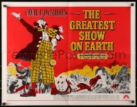 3p805 GREATEST SHOW ON EARTH 1/2sh R1970s Cecil B. DeMille circus classic, Charlton Heston!
