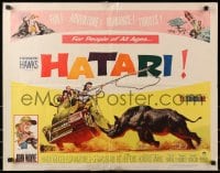 3p811 HATARI 1/2sh 1962 Howard Hawks, artwork of John Wayne rounding up rhino in Africa!
