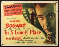 3p826 IN A LONELY PLACE style A 1/2sh 1950 huge Humphrey Bogart, Gloria Grahame, Nicholas Ray, rare!