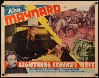 3p849 LIGHTNING STRIKES WEST 1/2sh 1940 great images of Ken Maynard, Tarzan, white title design!