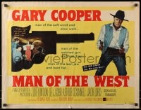 3p860 MAN OF THE WEST style A 1/2sh 1958 Anthony Mann, cowboy Gary Cooper is the man of fast draw!