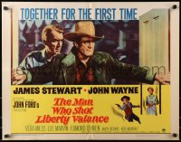 3p863 MAN WHO SHOT LIBERTY VALANCE 1/2sh 1962 John Wayne & James Stewart 1st time together!