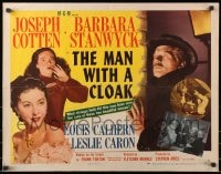 3p864 MAN WITH A CLOAK style A 1/2sh 1951 what strange hold did Joseph Cotten have over Barbara Stanwyck!