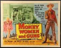 3p875 MONEY, WOMEN & GUNS 1/2sh 1958 cowboy Jock Mahoney w/revolver, cool gambling image!