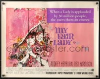 3p880 MY FAIR LADY 1/2sh R1971 art of Audrey Hepburn & Rex Harrison by Bob Peak and Bill Gold!
