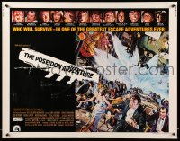 3p906 POSEIDON ADVENTURE 1/2sh 1972 cool artwork of Gene Hackman escaping by Mort Kunstler!