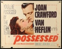 3p907 POSSESSED style A 1/2sh 1947 great romantic close image of Joan Crawford & Van Heflin!