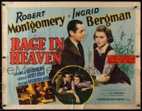 3p911 RAGE IN HEAVEN style A 1/2sh 1941 Ingrid Bergman with Robert Montgomery & George Sanders!