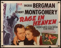 3p913 RAGE IN HEAVEN style B 1/2sh R1946 Ingrid Bergman, Robert Montgomery, George Sanders!