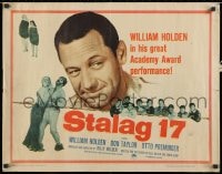 3p939 STALAG 17 1/2sh R1959 William Holden, Robert Strauss, Billy Wilder WWII POW classic!