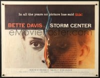 3p944 STORM CENTER style A 1/2sh 1956 striking different close up image of Bette Davis by Saul Bass!