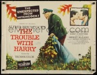 3p970 TROUBLE WITH HARRY 1/2sh 1955 Alfred Hitchcock, Edmund Gwenn, Forsythe, Shirley MacLaine!