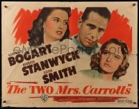 3p972 TWO MRS. CARROLLS style B 1/2sh 1947 Humphrey Bogart between Barbara Stanwyck & Alexis Smith!
