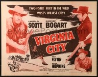 3p980 VIRGINIA CITY 1/2sh R1956 Errol Flynn, Hopkins, top billed Randolph Scott & Humphrey Bogart!
