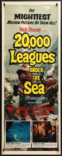 3p007 20,000 LEAGUES UNDER THE SEA insert R1963 Jules Verne classic, art of deep sea divers!