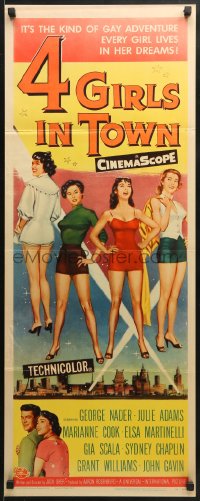 3p003 4 GIRLS IN TOWN insert 1956 sexy Julie Adams, Marianne Cook, Elsa Martinelli & Gia Scala!