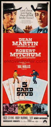 3p004 5 CARD STUD insert 1968 cowboys Dean Martin & Robert Mitchum play poker!