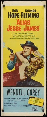 3p013 ALIAS JESSE JAMES insert 1959 wacky outlaw Bob Hope & sexy Rhonda Fleming!