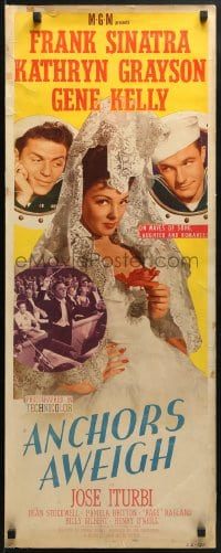3p016 ANCHORS AWEIGH insert 1945 art of sailors Frank Sinatra & Gene Kelly with Kathryn Grayson!