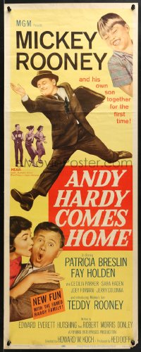 3p017 ANDY HARDY COMES HOME insert 1958 Mickey Rooney & his son Teddy together for the first time!