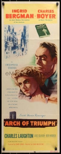 3p020 ARCH OF TRIUMPH insert 1947 Ingrid Bergman, Charles Boyer, novel by Erich Maria Remarque