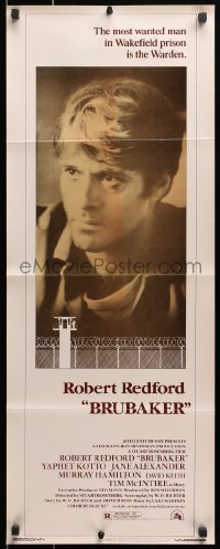 3p039 BRUBAKER insert 1980 warden Robert Redford is the most wanted man in Wakefield prison!