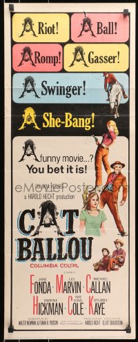 3p046 CAT BALLOU insert 1965 classic sexy cowgirl Jane Fonda, Lee Marvin, great artwork!