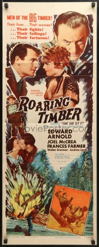 3p051 COME & GET IT insert R1954 Frances Farmer, Edward Arnold, Joel McCrea, Roaring Timber!