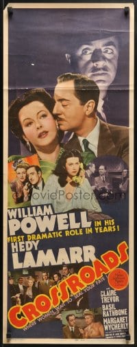 3p056 CROSSROADS insert 1942 great close up of William Powell & sexy Hedy Lamarr, Basil Rathbone