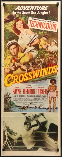 3p057 CROSSWINDS insert 1951 John Payne & Rhonda Fleming are hunting for South Sea gold!