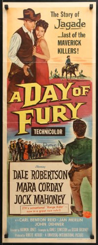 3p063 DAY OF FURY insert 1956 Dale Robertson is the last of the Maverick Killers, Mara Corday!