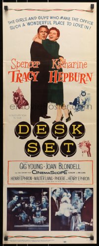 3p072 DESK SET insert 1957 Spencer Tracy & Katharine Hepburn make the office a wonderful place!