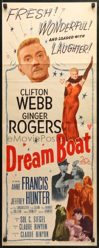 3p079 DREAM BOAT insert 1952 Ginger Rogers was professor Clifton Webb's co-star in silent movies!
