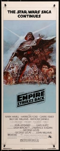 3p085 EMPIRE STRIKES BACK style B insert 1980 George Lucas sci-fi classic, cool artwork by Tom Jung!