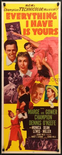 3p088 EVERYTHING I HAVE IS YOURS insert 1952 full-length art of Marge & Gower Champion dancing!