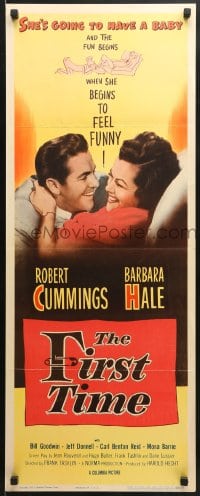 3p095 FIRST TIME insert 1952 Robert Cummings, pretty Barbara Hale is expecting!