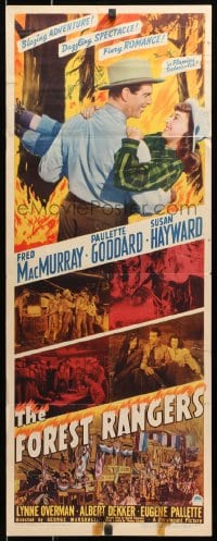 3p107 FOREST RANGERS insert 1942 Fred MacMurray carries Paulette Goddard through a fire!