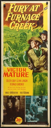 3p111 FURY AT FURNACE CREEK insert 1948 Victor Mature & Coleen Gray, cool western artwork!