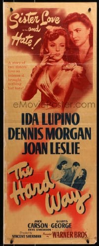 3p119 HARD WAY insert 1942 you'll never believe smoking Ida Lupino & Joan Leslie are sisters!