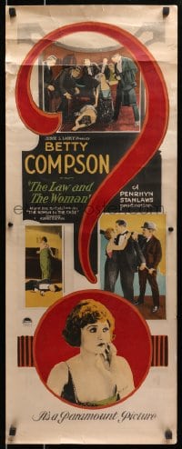 3p157 LAW & THE WOMAN insert 1922 pretty Betty Compson in a murder mystery, lost film, ultra-rare!
