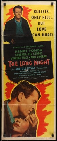 3p160 LONG NIGHT insert 1947 Henry Fonda & Barbara Bel Geddes, bullets only kill but love can hurt!
