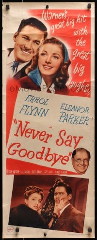 3p189 NEVER SAY GOODBYE insert 1946 Errol Flynn, Eleanor Parker, Lucile Watson & Forrest Tucker!