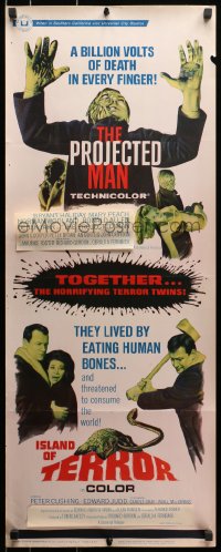 3p206 PROJECTED MAN/ISLAND OF TERROR insert 1967 English sci-fi horror double-feature!