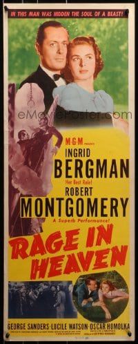 3p208 RAGE IN HEAVEN insert R1946 Ingrid Bergman between Robert Montgomery & George Sanders!