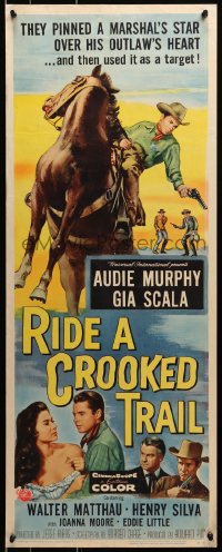 3p218 RIDE A CROOKED TRAIL insert 1958 cowboy Audie Murphy faces a killer mob & fear-crazed town!