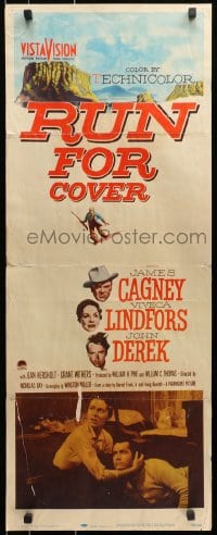3p225 RUN FOR COVER insert 1955 James Cagney, Viveca Lindfors, John Derek, directed by Nicholas Ray!