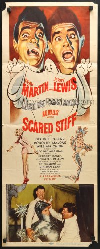 3p229 SCARED STIFF insert 1953 artwork of terrified Dean Martin & Jerry Lewis with ghost!