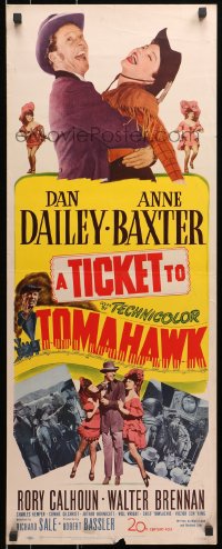 3p264 TICKET TO TOMAHAWK insert 1950 great images of wacky Dan Dailey & pretty cowgirl Ann Baxter!